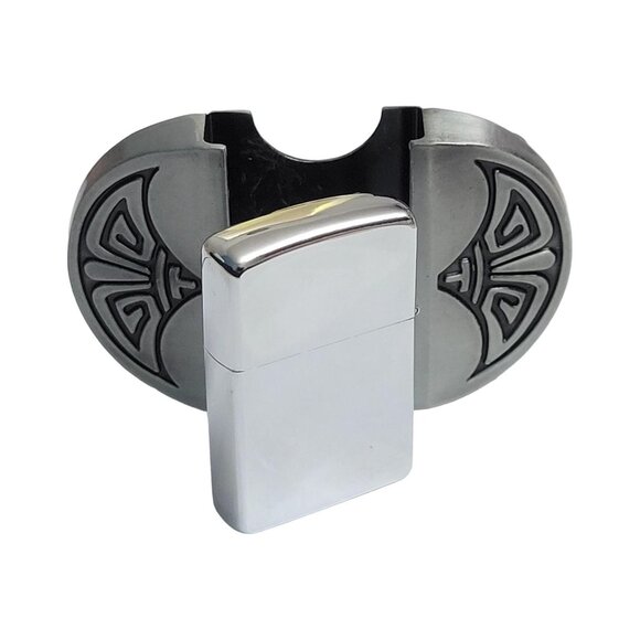 Eagle Head Vintage Silver Finish Metal Lighter Belt Buckle - Free Engraving - Picture 4 of 9